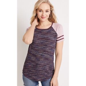 Maurices Varsity Spacedye Crewneck Tee Purple Size L